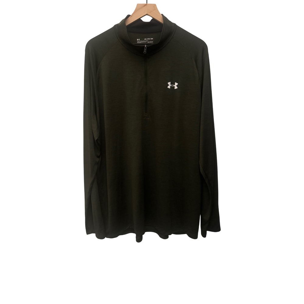 Under Armour Mens 2XL Long Sleeve HeatGear 1/4 Zip Pullover‎ Olive Green